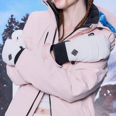 韓國 LUDiS 女用 Posh 滑雪/單板滑雪 皮革手套 LUP01MG04, 1套, 白色