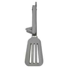 一鳥 不沾桌矽膠食物夾鏟, 不鏽鋼材質, 26.4x5.7cm, 米白/淺灰, 1個