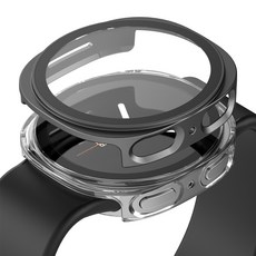 NUART 不變色Galaxy Watch全覆蓋硬殼 2個入, 黑色+透明, 1組