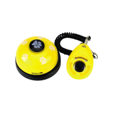 RESPET 寵物訓練鈴+點擊器組, 黃色的, 1套
