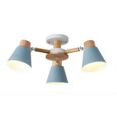 honey comb半吸頂燈三燈 簡約時尚 藍色木質燈臂 室內照明首選, 1入, 北歐風
