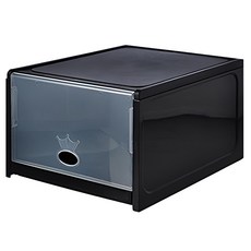 TengYue 可視掀蓋自動抽拉式鞋盒 抽屜式設計 圓環卡槽 輕鬆翻蓋取用 堅固耐用 5個, 黑色, 1組