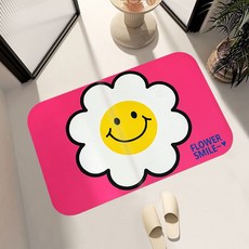 무식이네 스마일 플라워 빨아쓰는 규조토 발매트, 핑크