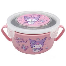 Sanrio 三麗鷗 酷洛米不鏽鋼雙耳碗 450ml 粉色 兒童學習碗, 1個