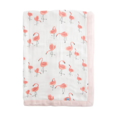 Little Unicorn 寶寶竹纖維四層紗布毯 - 嬰兒毯, 76 x 101.6cm, 熱帶紅鶴