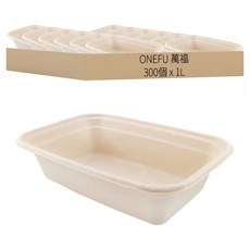 ONEFU 萬福 植纖單格長方餐盒 1L, 6包, 50個
