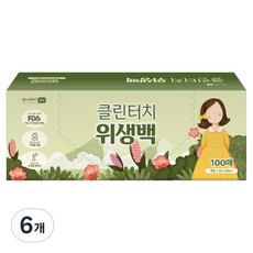 한예지 클린터치 위생백 25 x 35 cm, 중(M), 6개, 100개입