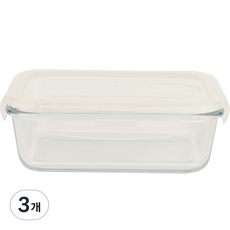 페블리 직사각 유리 밀폐용기, 3개, 850ml