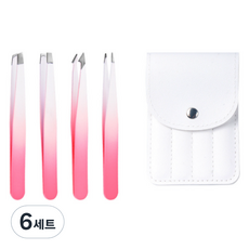 Homebro 漸層鑷子 拔毛夾 4件組, 深粉紅色, 6套