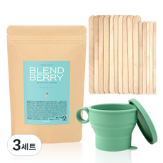 블렌드베리 하드왁스 블루아줄렌 250g + 실리콘 컵 + 우드 스파출라 15p 세트, 3세트