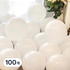 팡파티 파티풍선 + 공기주입기, 올화이트, 100개