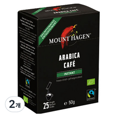 MOUNT HAGEN 阿拉比卡低咖啡因即溶咖啡隨身包, 2g, 25件, 2個