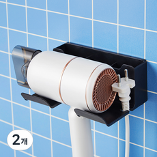 코멧 무타공 접착식 드라이기 거치대, 블랙, 2개