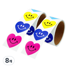 도나앤데코 세라 하트 스마일 6컬러 롤스티커, 혼합색상, 8개