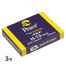 Peace Korea 釘書針 H-13 6mm 2000入, 3個, 6針號
