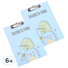 머니풀 귀여운 공룡캐릭터 클립보드 A4, 블루, 6개
