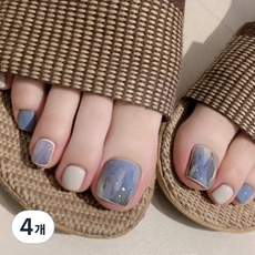 ItTem SHOP 充滿夏日風情條紋設計足部美甲貼, 4個, 海霧