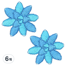 Button King 東大門鈕扣王 熱接著式刺繡布貼 花朵, 6個, 藍色