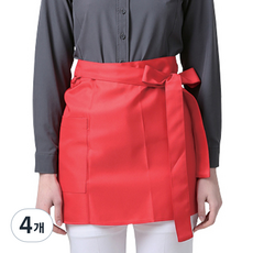 WORKLINE Wellfron 現代翻蓋腰部圍裙, 4個, 紅色