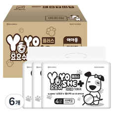 요요쉬 암컷 강아지 기저귀 대용량 플러스 4단계, 소형, 30개입, 6개
