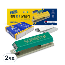 피스코리아 스테플러 331 + 리필 33호침 2p 세트, 그린, 2세트