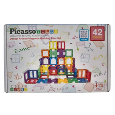 PicassoTILES 畢卡索 鏤空造型磁力片組 42片, 多色, 1盒