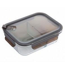 UdiLife 優的生活大師 藏鮮 氣孔式長形雙格玻璃保鮮盒 1.04L, 1個, 1個