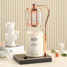 Candle Department Store ELSA長方形底座融蠟燈 玫瑰金黑+大豆蠟燭, 松桉, 1個, 590g