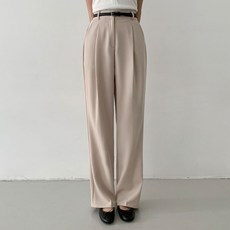 플랜데이 여성용 3컬러 하이웨스트 원핀턱 와이드 슬랙스 롱