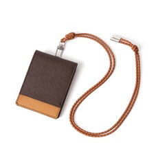 BLANC FLEUR 牛皮拼接頸掛式卡夾