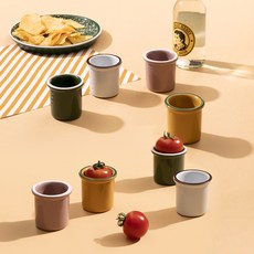 ssueim AROUND系列拼色陶瓷燒酒杯 4款 各2入, 1套, 白色、獨立粉色、芥末色、深綠色