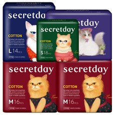secretday 棉質衛生棉 中型 32片+大型 14片+小型 18片+夜用360 10片, 1組