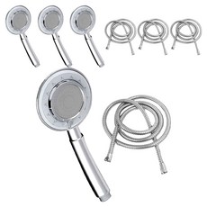 리빙이프 3기능 마사지샤워기 헤드 + 샤워줄 2m 세트, 4개, 실버