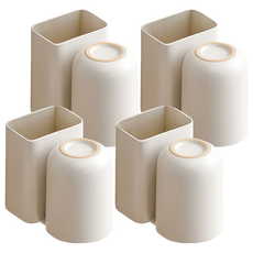 Reddot 紅點生活 日式止滑牙膏牙刷收納漱口杯, 4個, 日式淺橘