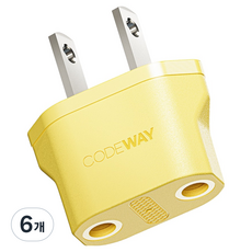 코드웨이 돼지코 220V 변환 110V 플러그, 40mm, 옐로우, 6개