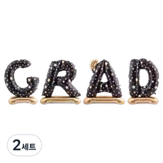 와우파티코리아 GRAD 스탠드 은박풍선 세트, 블랙, 2세트
