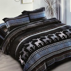 Prawear 巴麗維亞 法蘭絨雙人床包被套組-麋鹿情感，柔軟親膚，保暖透氣，打造舒適睡眠空間, 1入