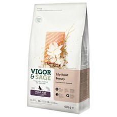 Vigor&Sage 成貓百合根美毛草本無穀糧, 1袋, 400g, 鮭魚
