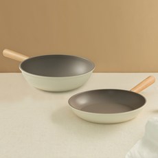 SSUEIM IH電磁爐適用Day鍋具組, 混色, 平底鍋 24cm+炒鍋 28cm, 1組