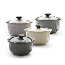 PRELUDE 陶瓷雙柄湯鍋, 印度粉色、象牙白、灰色、木炭色, 4個