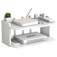 벽걸이 TV 셋탑 박스 모뎀 거치대, 화이트, 2단