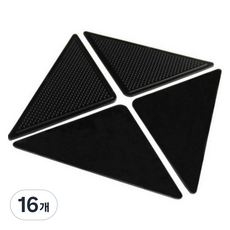 ADUNE 침대 카페트 고정 찍찍이 미끄럼 방지 패드, 16개, 블랙