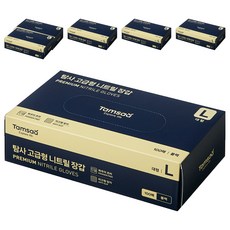 Tamsaa 高級橡膠手套, 黑色, L, 100個/盒, 丁腈合成橡膠, 6盒