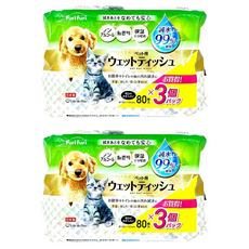 Life-do.Plus 99%純淨水寵物濕紙巾 80張, 日本製造, 6包