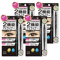 SANA 莎娜 New Born 柔和兩用眼線筆 2合1眼線膠與眼線液, 濃厚黑, 4支