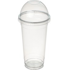 커피촌 투명 PET 아이스컵+돔뚜껑, 590ml, 100개, 100개
