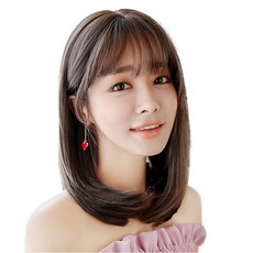하이유니 허그 펌 헤어 중단발 통가발 가발 45cm + 가발망 + 거치대 세트, 통가발(쿨브라운), 랜덤발송(가발망, 거치대), 1개