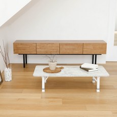 트리팜 LPM 샤르망 라운드 높이조절 접이식테이블, 유광 마블클래식