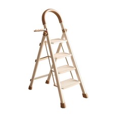 小麥購物 碳鋼伸縮折疊加厚兩用人字梯 L1461 奶油巧克色四步梯, 1個