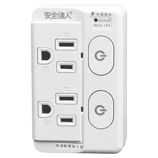 安全達人 按壓式2開2插3P插座 R-72AL, 1個
